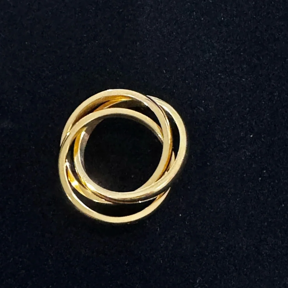 18K Gold Plated Stainless Steel Interlocking Crossover Ring Size 7